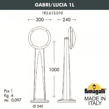 Садовый светильник-столбик FUMAGALLI GABRI/LUCIA 1L 1R3.613.010.WYE27
