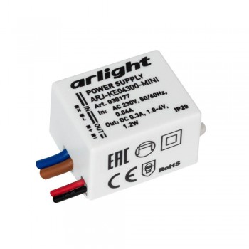 Драйвер Arlight ARJ-KE04300-Mini 1,8-4V 1,2W IP20 0,3A 030177