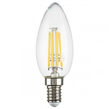 Лампа светодиодная филаментная Lightstar LED Filament E14 6W 4000K свеча прозрачная 933504