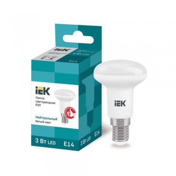 Лампа светодиодная IEK E14 3W 4000K матовая LLE-R39-3-230-40-E14