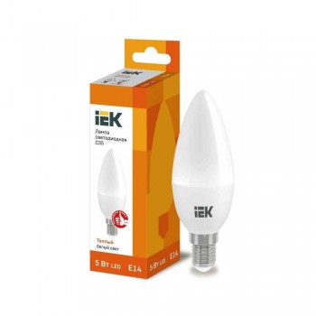 Лампа светодиодная IEK E14 5W 3000K матовая LLE-C35-5-230-30-E14