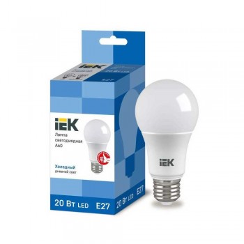 Лампа светодиодная IEK E27 20W 6500K матовая LLE-A60-20-230-65-E27