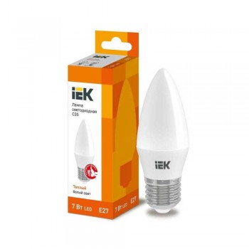 Лампа светодиодная IEK E27 7W 3000K матовая LLE-C35-7-230-30-E27