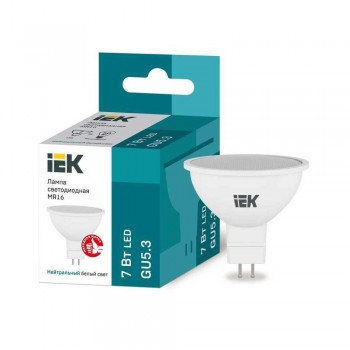 Лампа светодиодная IEK GU5.3 7W 4000K матовая LLE-MR16-7-230-40-GU5