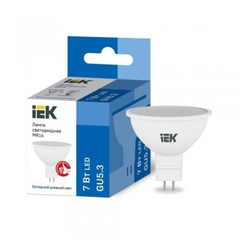 Лампа светодиодная IEK GU5.3 7W 6500K матовая LLE-MR16-7-230-65-GU5