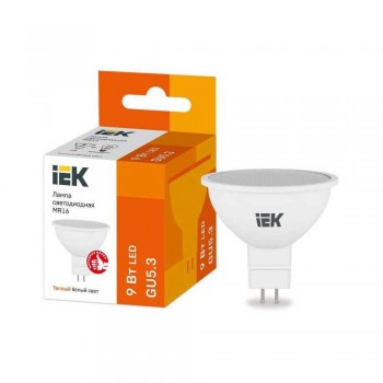 Лампа светодиодная IEK GU5.3 9W 3000K матовая LLE-MR16-9-230-30-GU5