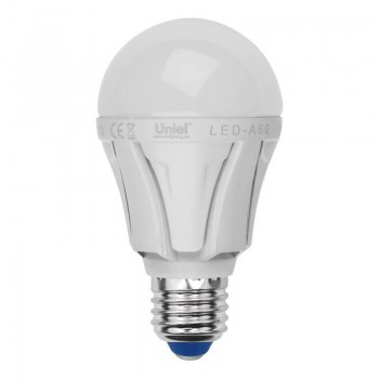 Лампа светодиодная Uniel E27 12W 3000K матовая LED-A60 12W/WW/E27/FR PLP01WH UL-00001526