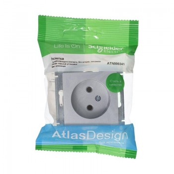 Розетка 2К Schneider Electric AtlasDesign 16A 250V алюминий ATN000341