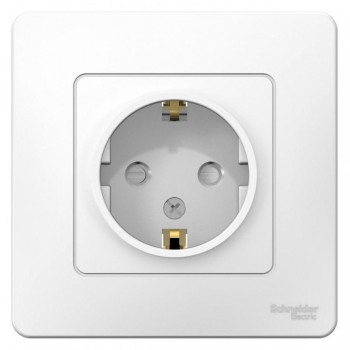 Розетка 2К+З Schneider Electric Blanca 16A 250V со шторками белая BLNRS001111