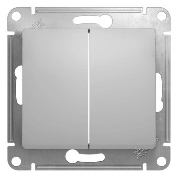 Выключатель двухклавишный Schneider Electric Glossa 10A 250V алюминий GSL000351